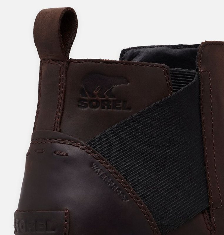 Womens Booties Black Brown - Sorel Emelie™ Chelsea Low - 421685-FQA